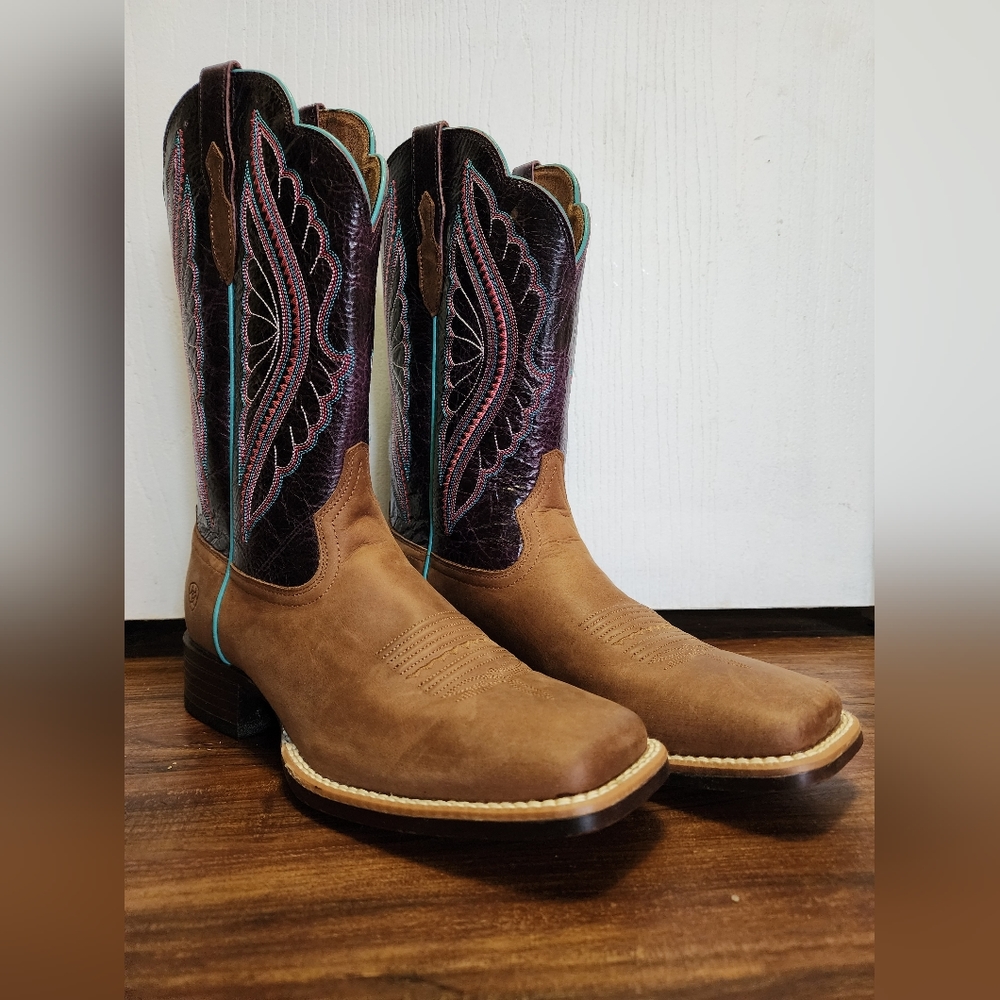 NWOT Ariat Women's PrimeTime Purple Square Toe Size 10